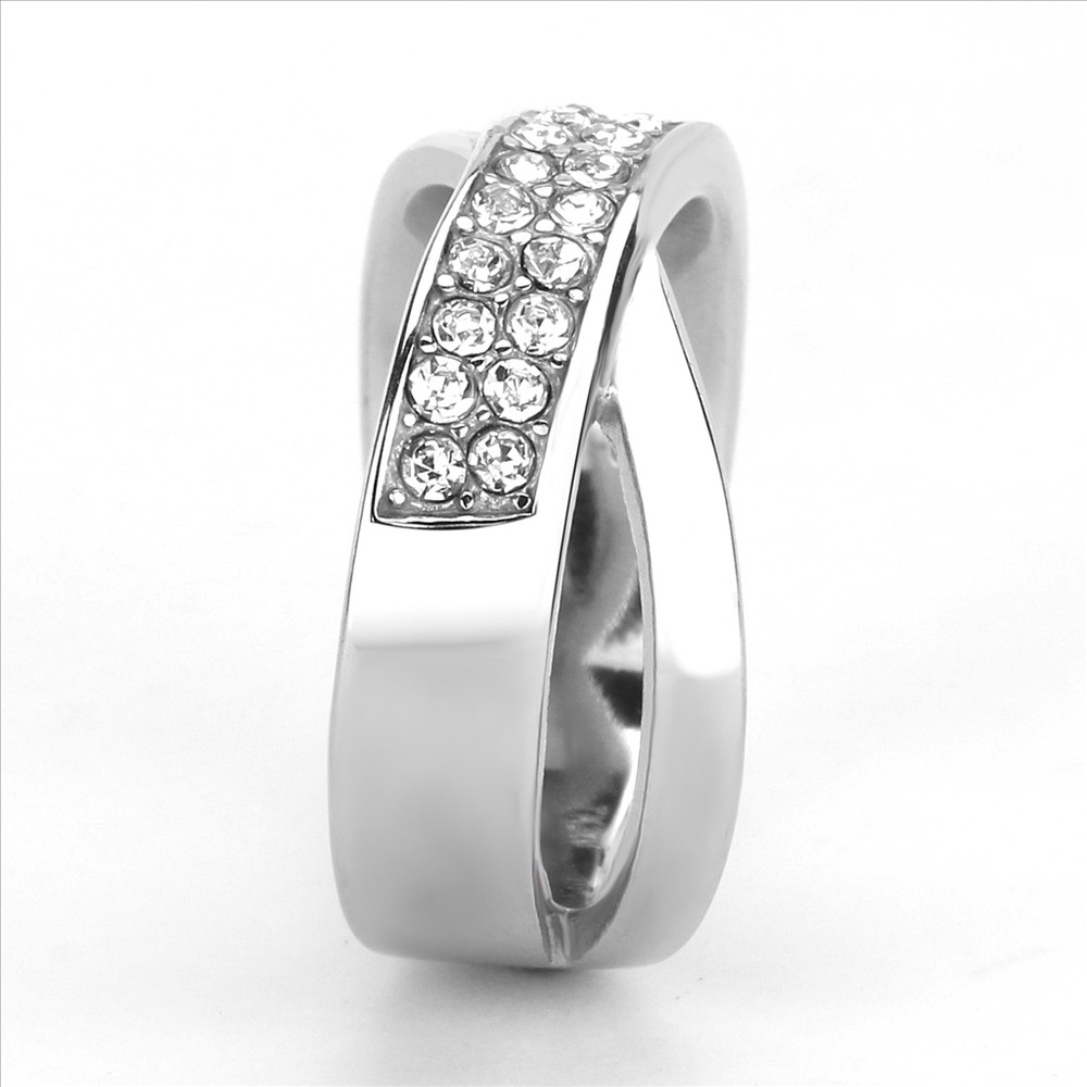 STAINLESS STEEL Top Grade Crystal Crossover Ring - Picture 15 of 16
